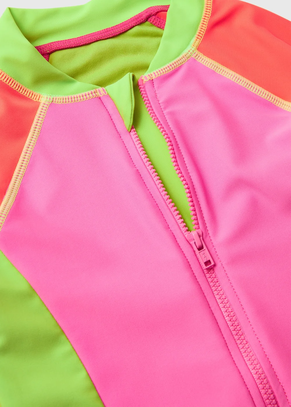 Girls Pink Neon Swimsuit (6-13yrs) - 6-7 Yrs Image 2