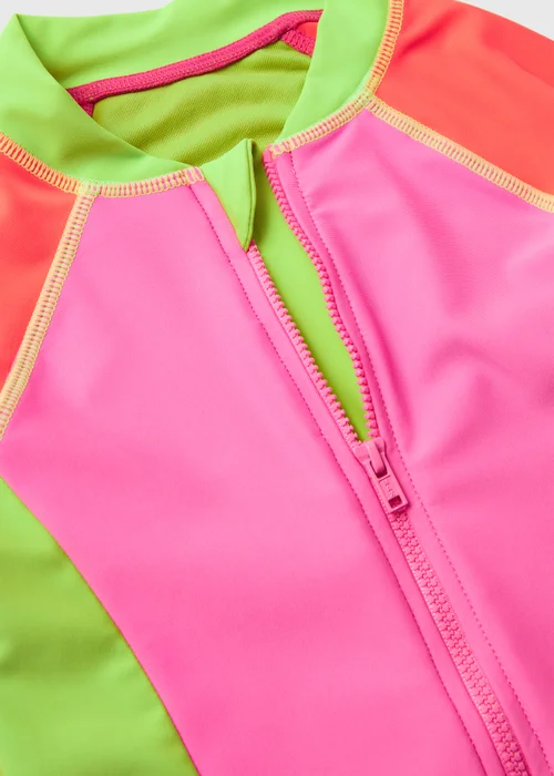 Girls Pink Neon Swimsuit (6-13yrs) - 6-7 Yrs Image 2