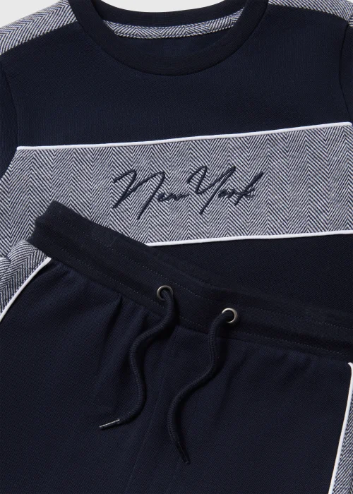 Boys Navy New York Print Pique Sweatshirt & Joggers Set (1-6yrs) - 1-1.5 Yrs Image 2