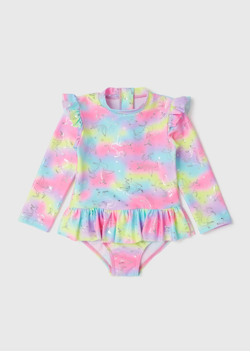 Girls Multicoloured Unicorn Long Sleeve Swimsuit (1-7yrs) - 1-1.5 Yrs Image 1