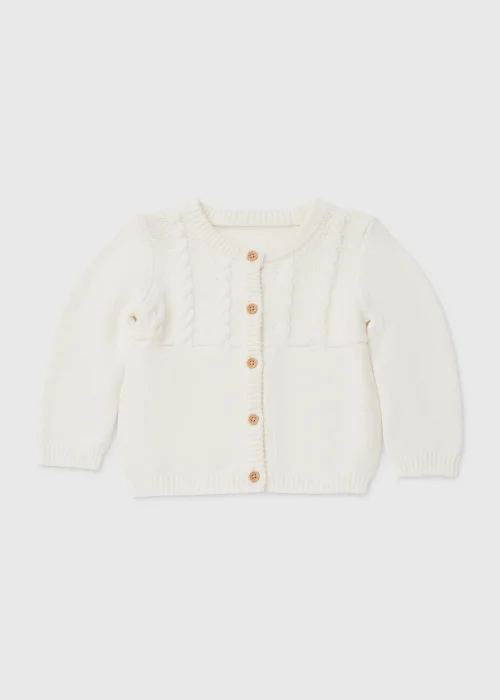 Baby Ecru Cable Knit Cardigan (Newborn-23mths) - 0-3 months Image 1