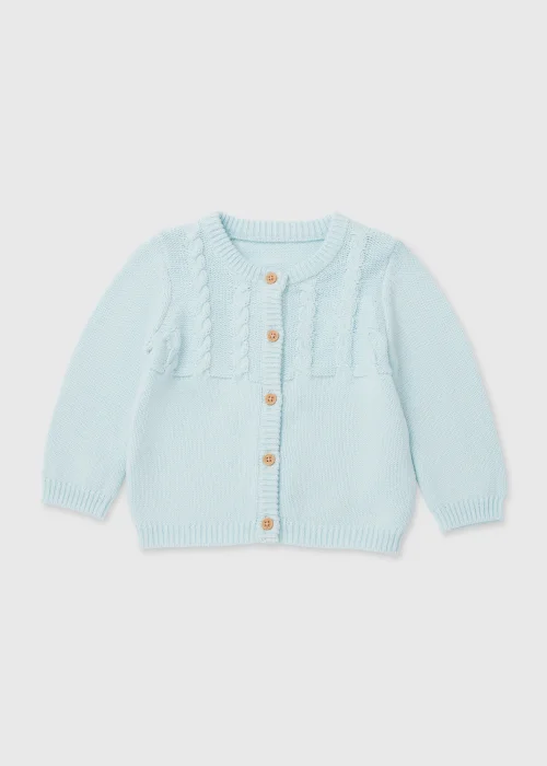 Baby Blue Cable Knit Cardigan (Newborn-23mths) - 0-3 months Image 1