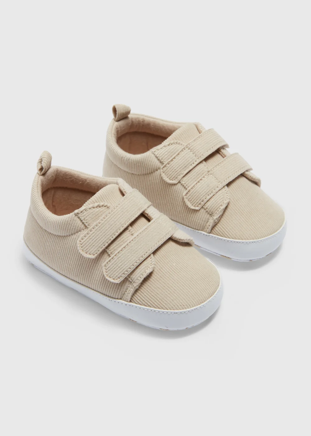 Oatmeal Riptape Slip On Soft Sole Baby Shoes (Newborn-18mths) - Age 0 - 3 Months Image 1