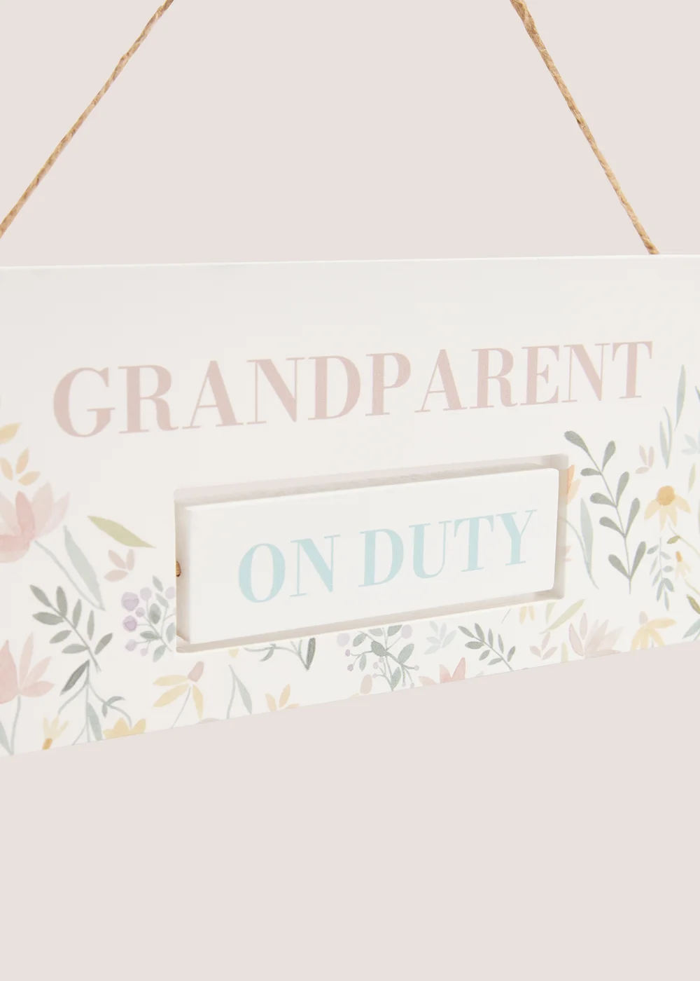 White Floral Print Grandparent Duty Sign Image 2