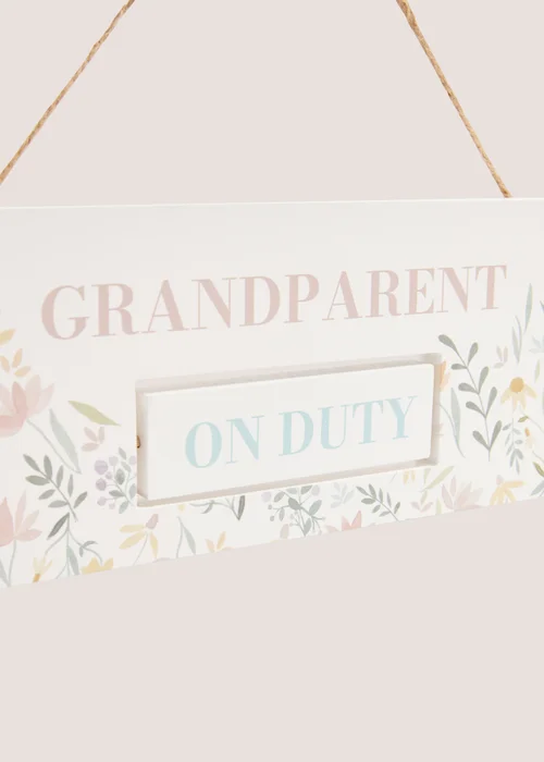 White Floral Print Grandparent Duty Sign Image 2