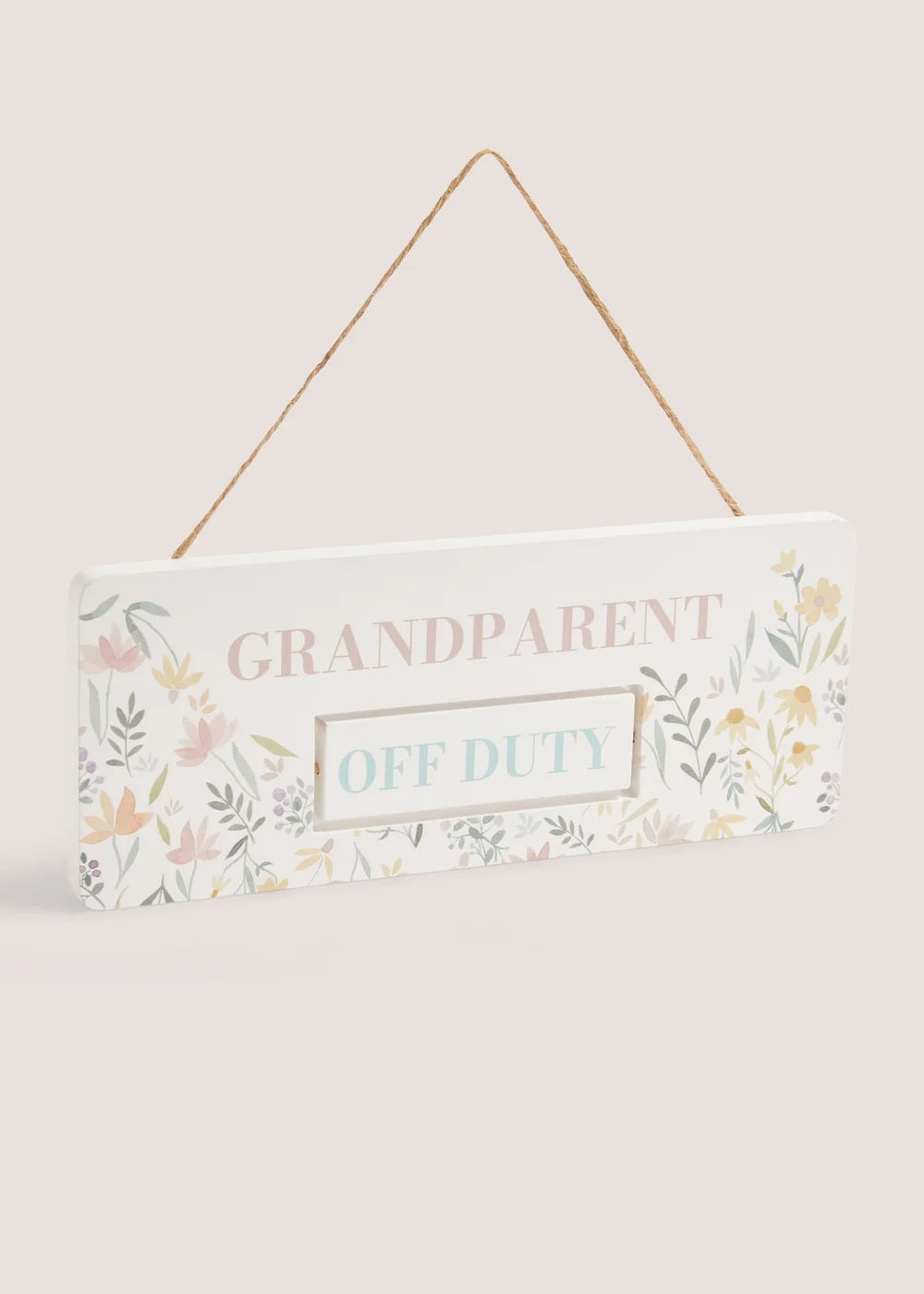 White Floral Print Grandparent Duty Sign Image 1