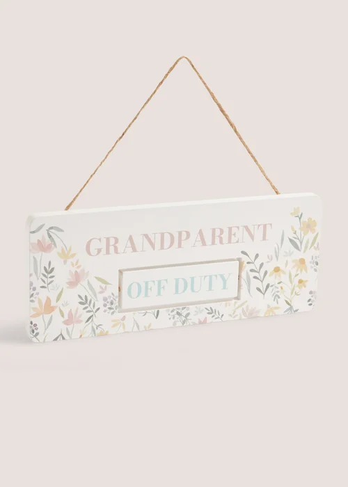 White Floral Print Grandparent Duty Sign Image 1