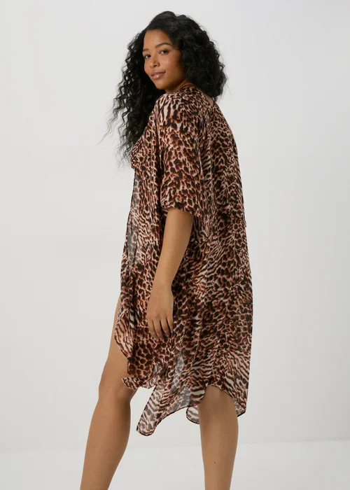 Brown Animal Print Kimono Image 2