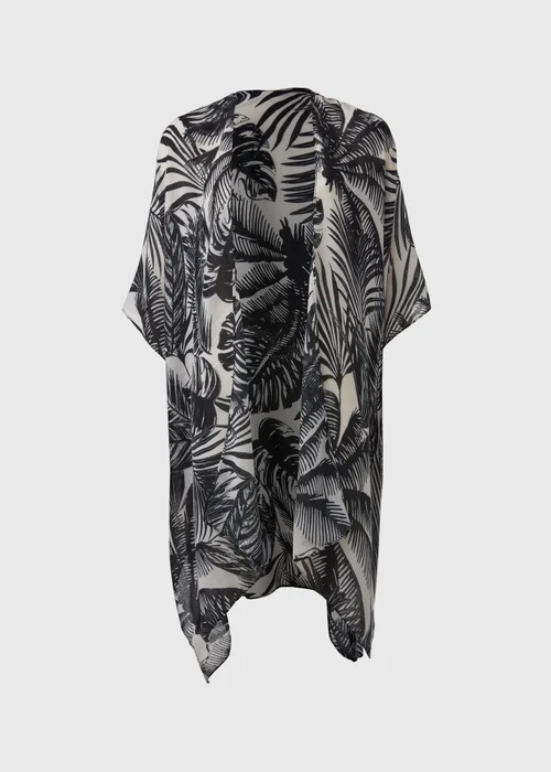 Black Abstract Maxi Kimono Image 4
