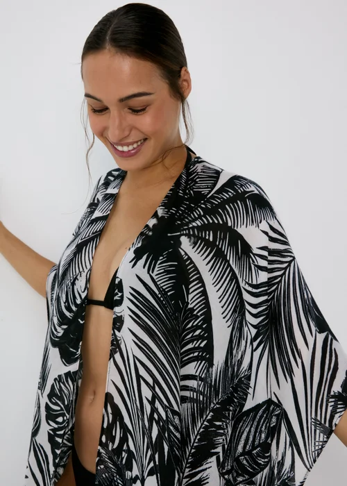 Black Abstract Maxi Kimono Image 3