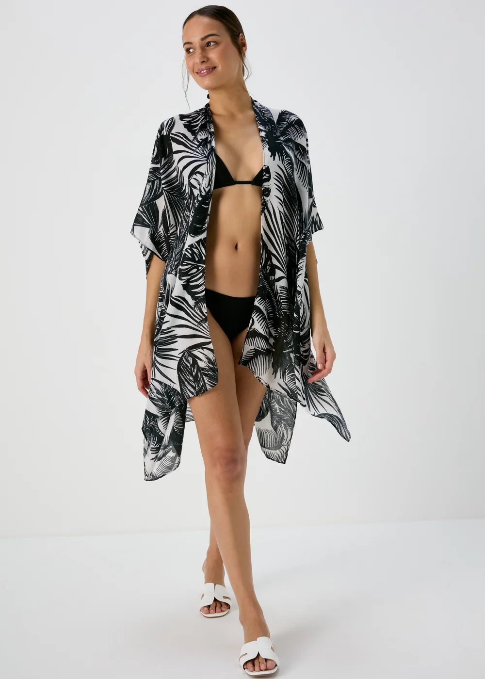 Black Abstract Maxi Kimono Image 1