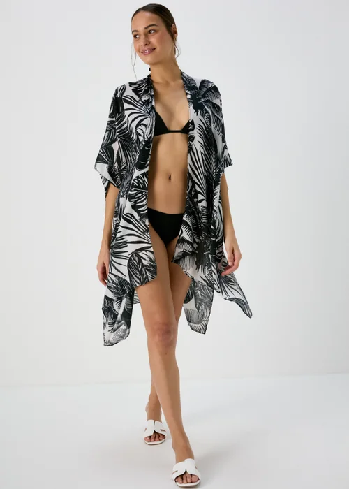 Black Abstract Maxi Kimono Image 1