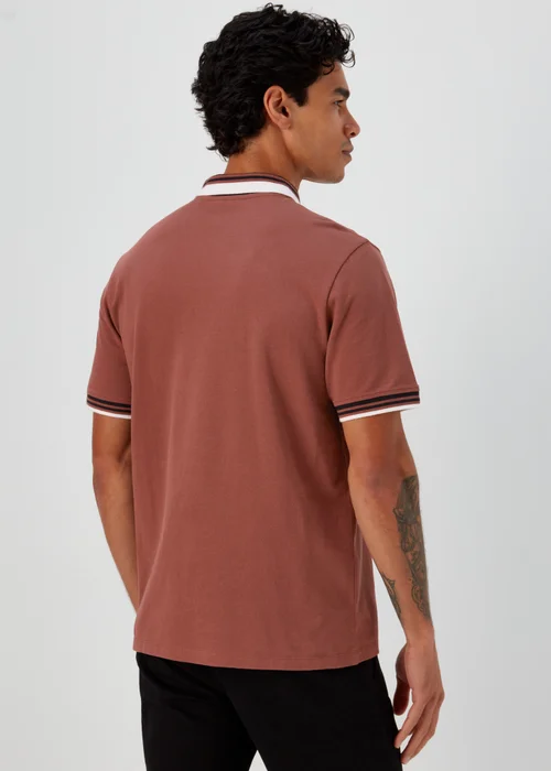 Brown Tipped Polo Shirt - S Image 2