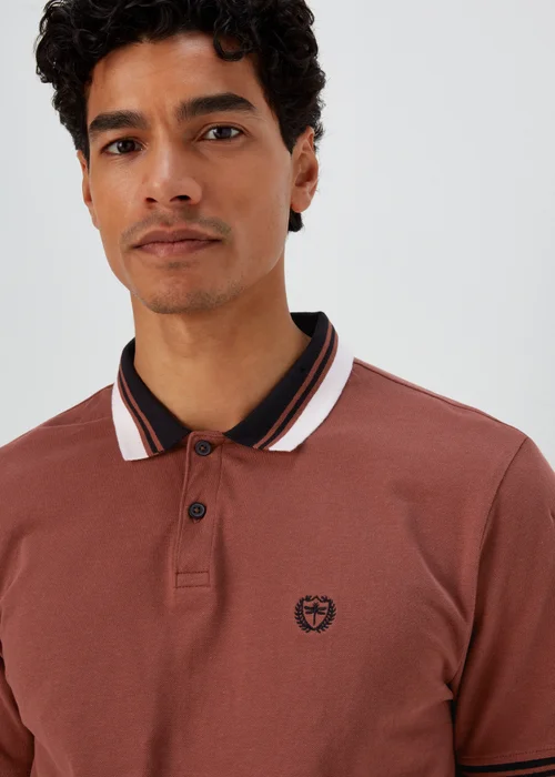 Brown Tipped Polo Shirt - S Image 3