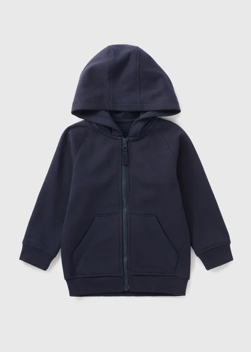 Boys Navy Zip Up Hoodie (1-7yrs) - 1-1.5 Yrs Image 1