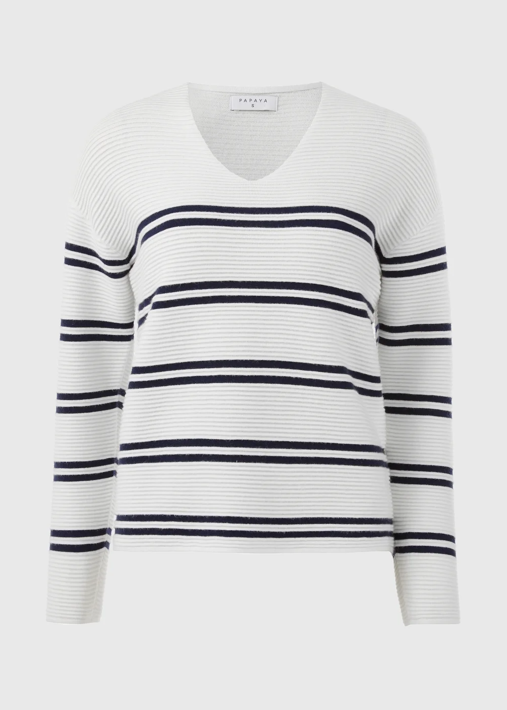 Cream Rib Ottoman Stripe Jumper - XS Image 5