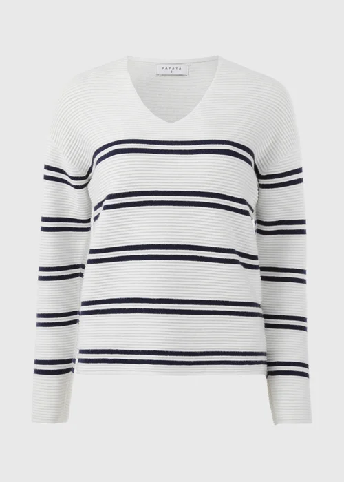 Cream Rib Ottoman Stripe Jumper - XS Image 5