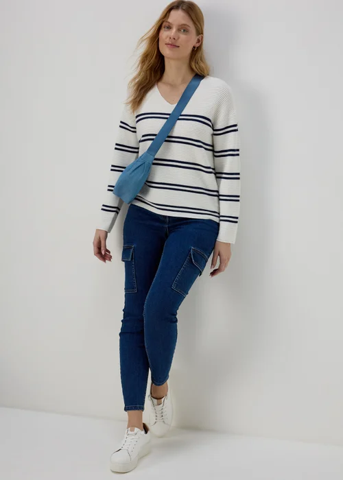 Cream Rib Ottoman Stripe Jumper - XS Image 4