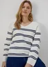Cream Rib Ottoman Stripe Jumper - XS Image 1