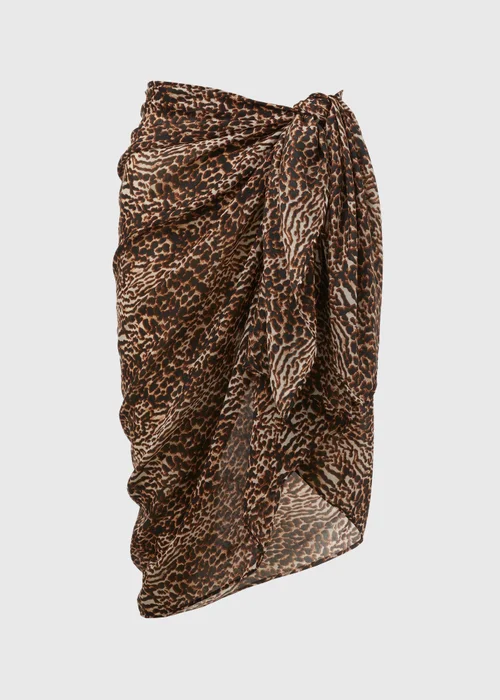 Brown Animal Print Sarong - One Size Image 4