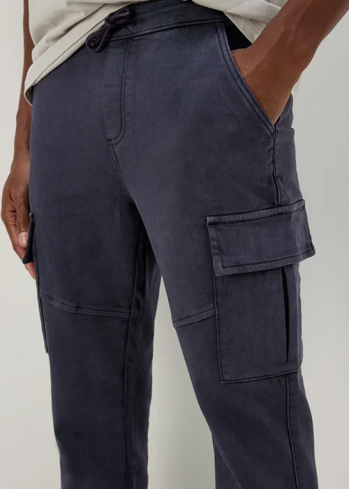 Navy Knitted Cargo Joggers - 30 Waist Regular Image 3