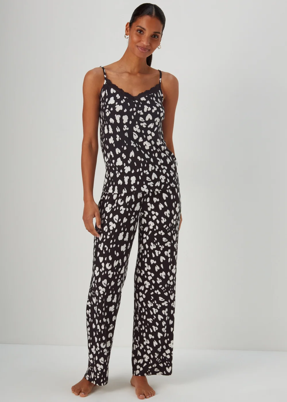 Black Print Cami Pyjama Set - Extra small Image 1