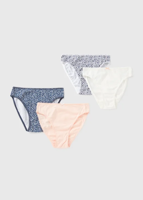 4 Pack Peach Animal Print High Leg Knickers - 8 Image 1