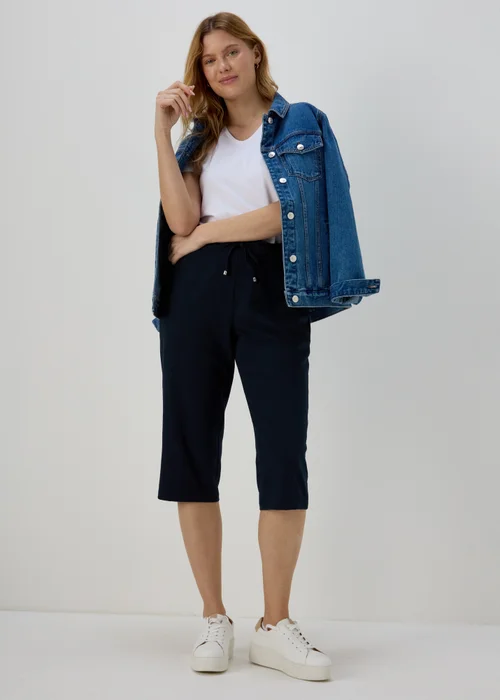 Navy Cropped Trousers - 10 Image 4