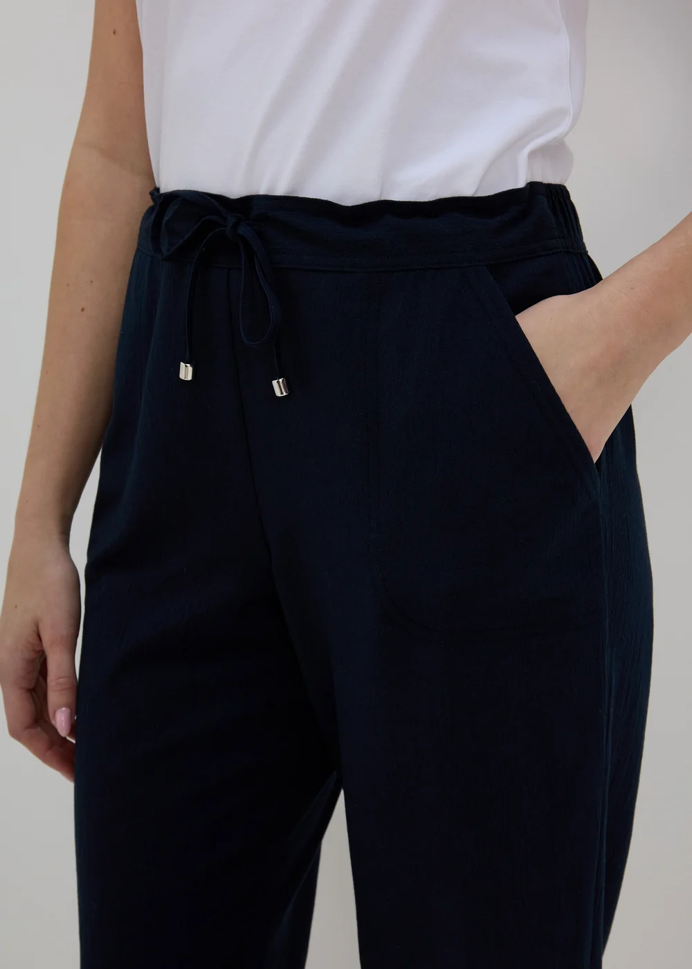Navy Cropped Trousers - 10 Image 3