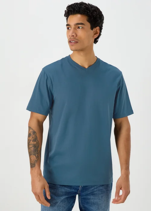 Blue Essential V-Neck T-Shirt - Small Image 1