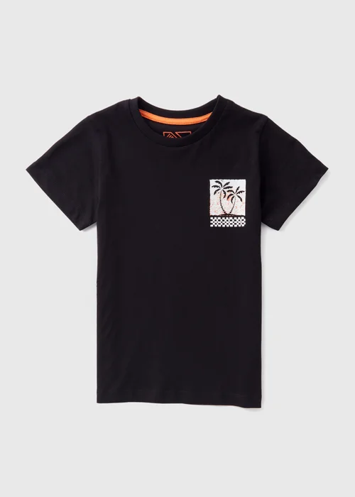 Boys Black Palm Tree T-Shirt (7-13yrs) - Age 7 Years Image 1