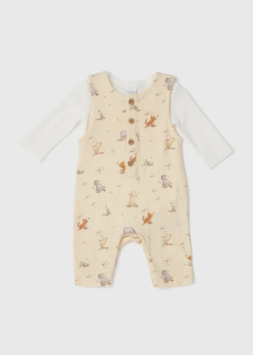 Winnie The Pooh Baby Cream Dungaree Set (Newborn-23mths) - 0-3 months Image 1