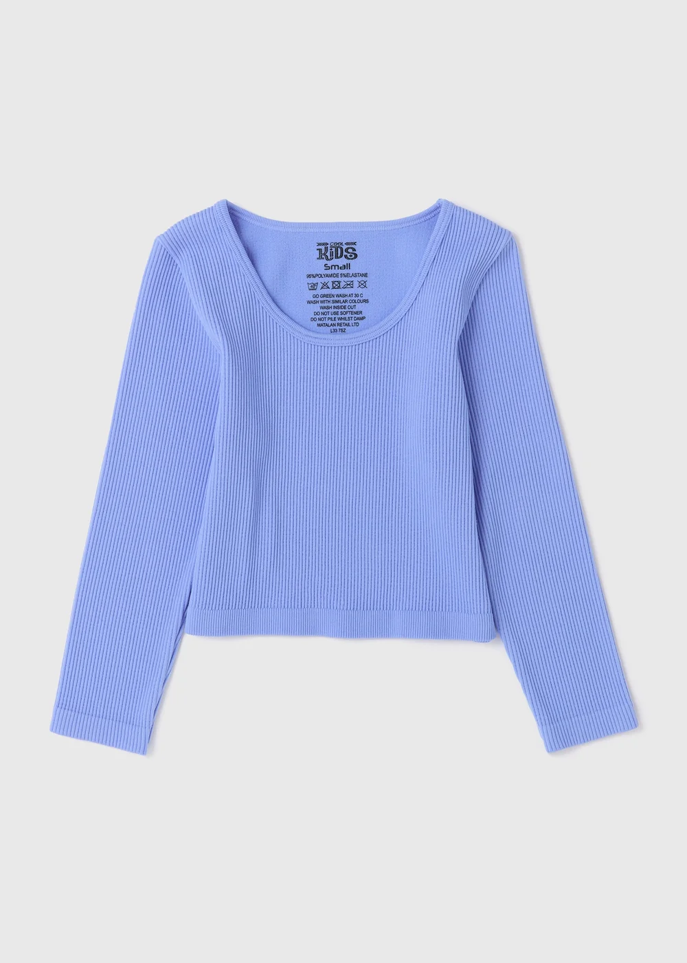 Girls Blue Seamless Long Sleeve Top (7-15yrs) - Small Image 1