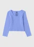 Girls Blue Seamless Long Sleeve Top (7-15yrs) - Small Image 1