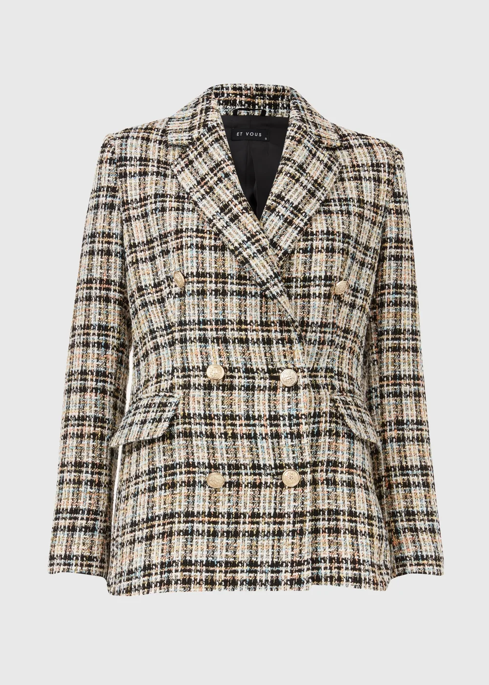 Et Vous Cream Check Boucle Blazer - 8 Image 5
