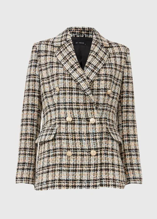 Et Vous Cream Check Boucle Blazer - 8 Image 5