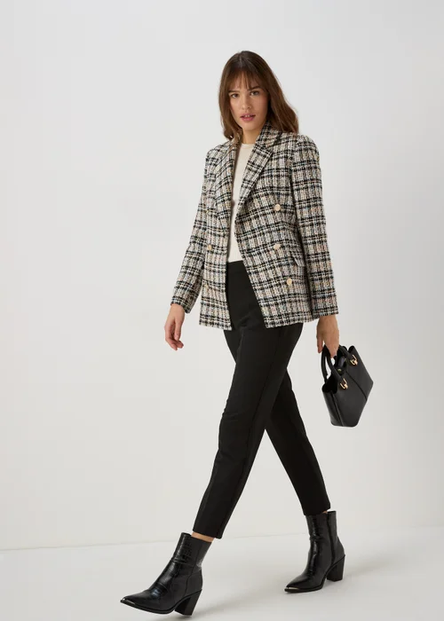 Et Vous Cream Check Boucle Blazer - 8 Image 4