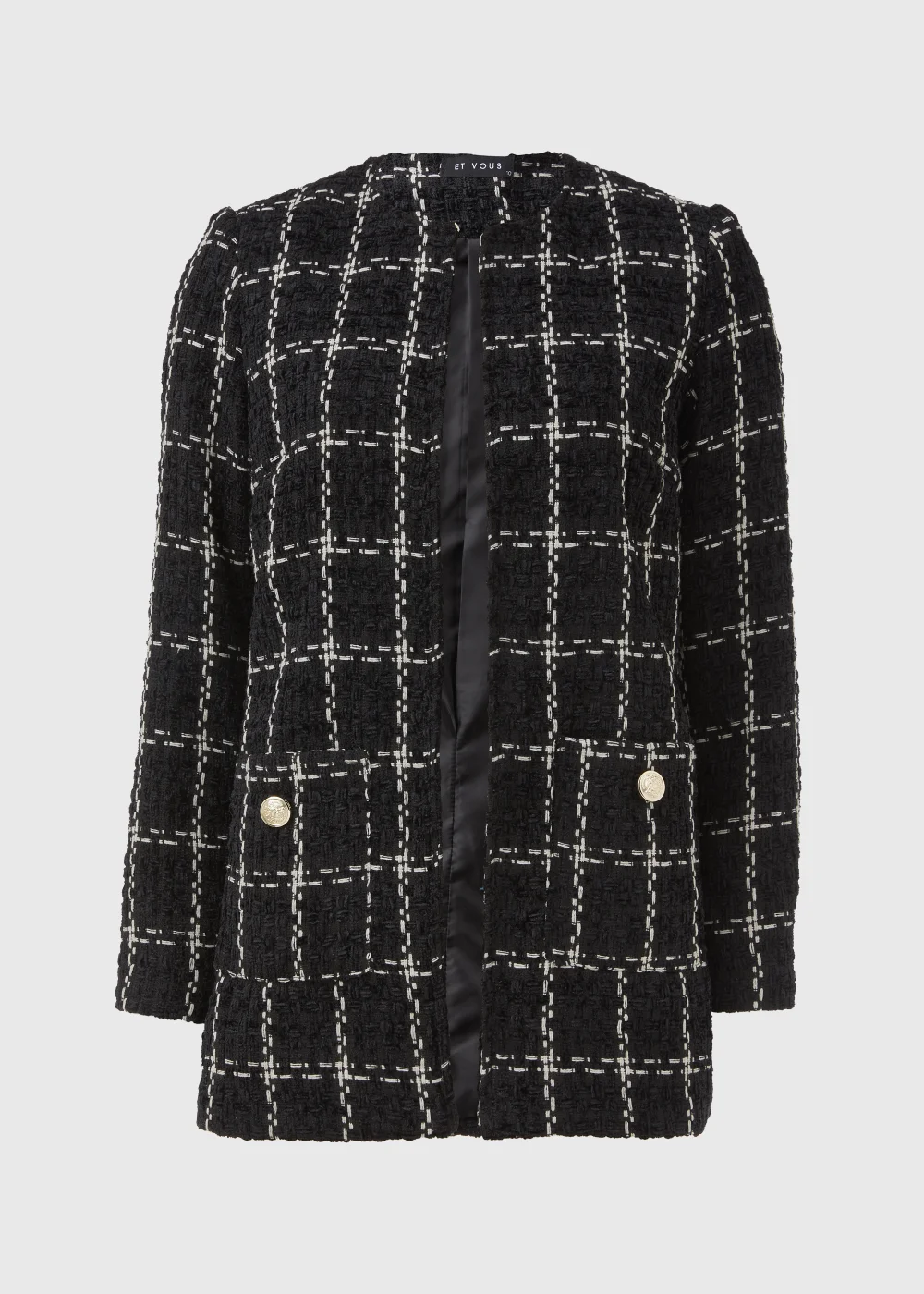 Et Vous Black Check Pattern Jacket - 8 Image 5