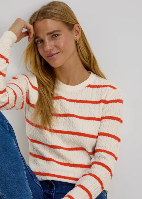 Red Baby Cable Stripe Jumper - 8 Image 1