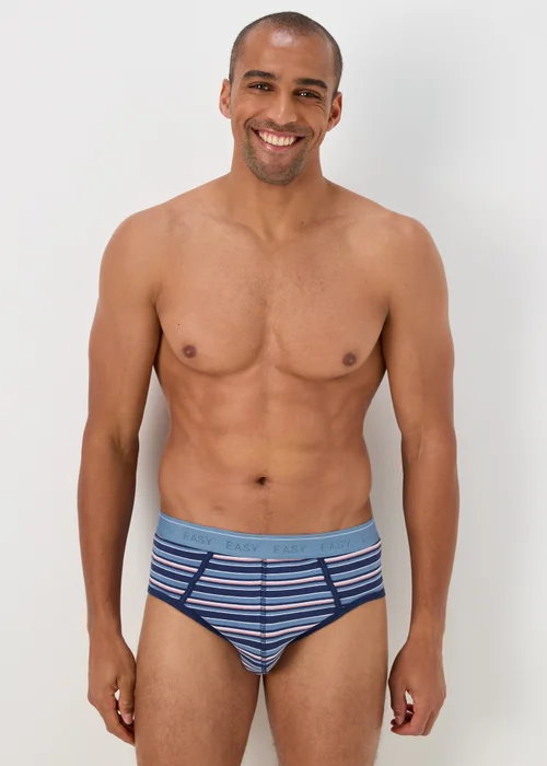 4 Pack Blue Stripe Briefs - Small Image 2