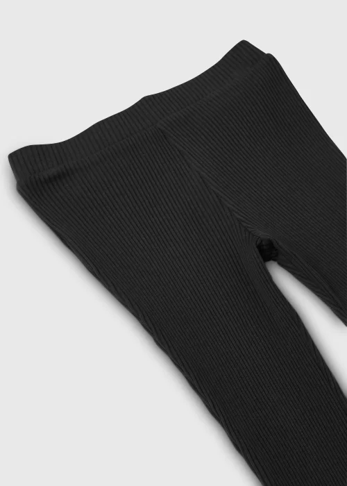 Girls Black Ribbed Flared Leggings (7-15yrs) - 8 Yrs Image 2