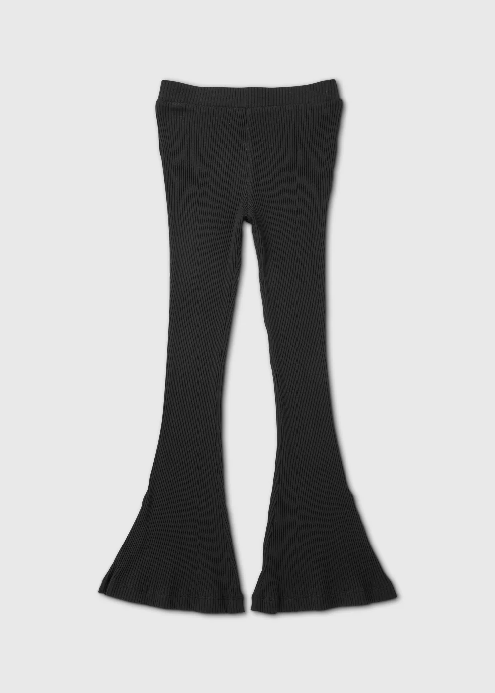 Girls Black Ribbed Flared Leggings (7-15yrs) - 8 Yrs Image 1