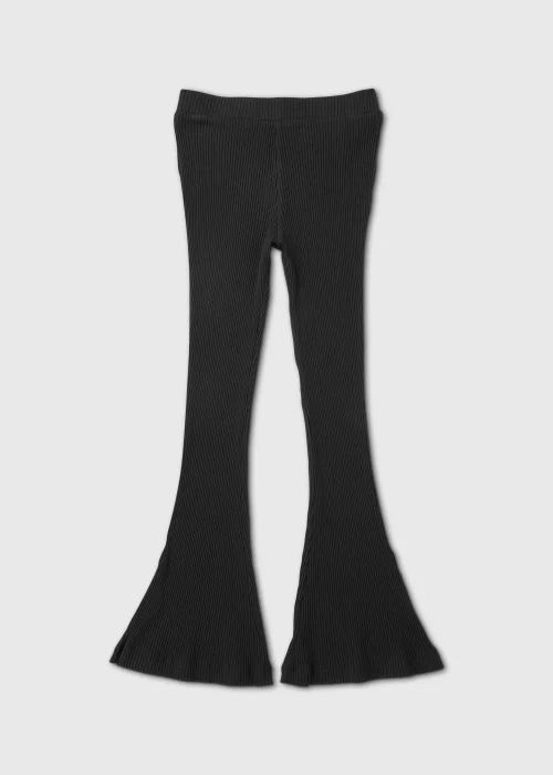 Girls Black Ribbed Flared Leggings (7-15yrs) - 8 Yrs Image 1