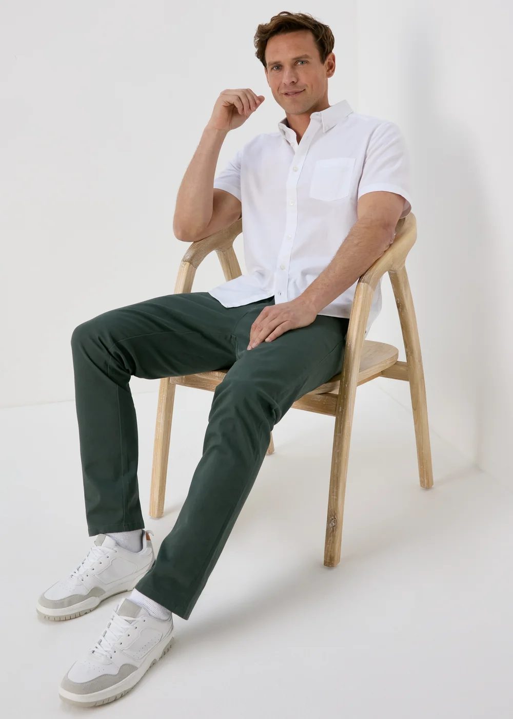 Teal Slim Fit Stretch Chinos - 30 Waist Regular Image 1