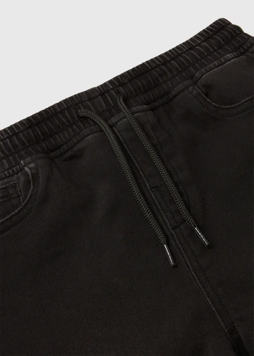 Boys Black Rib Jersey Denim Jeans (7-13yrs) - Age 7 Years Image 2