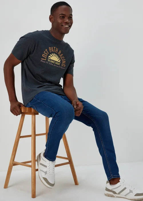 Navy Lost Path Racing Print T-Shirt - S Image 4
