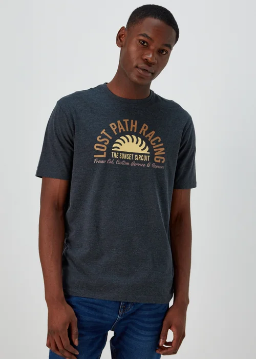 Navy Lost Path Racing Print T-Shirt - S Image 1
