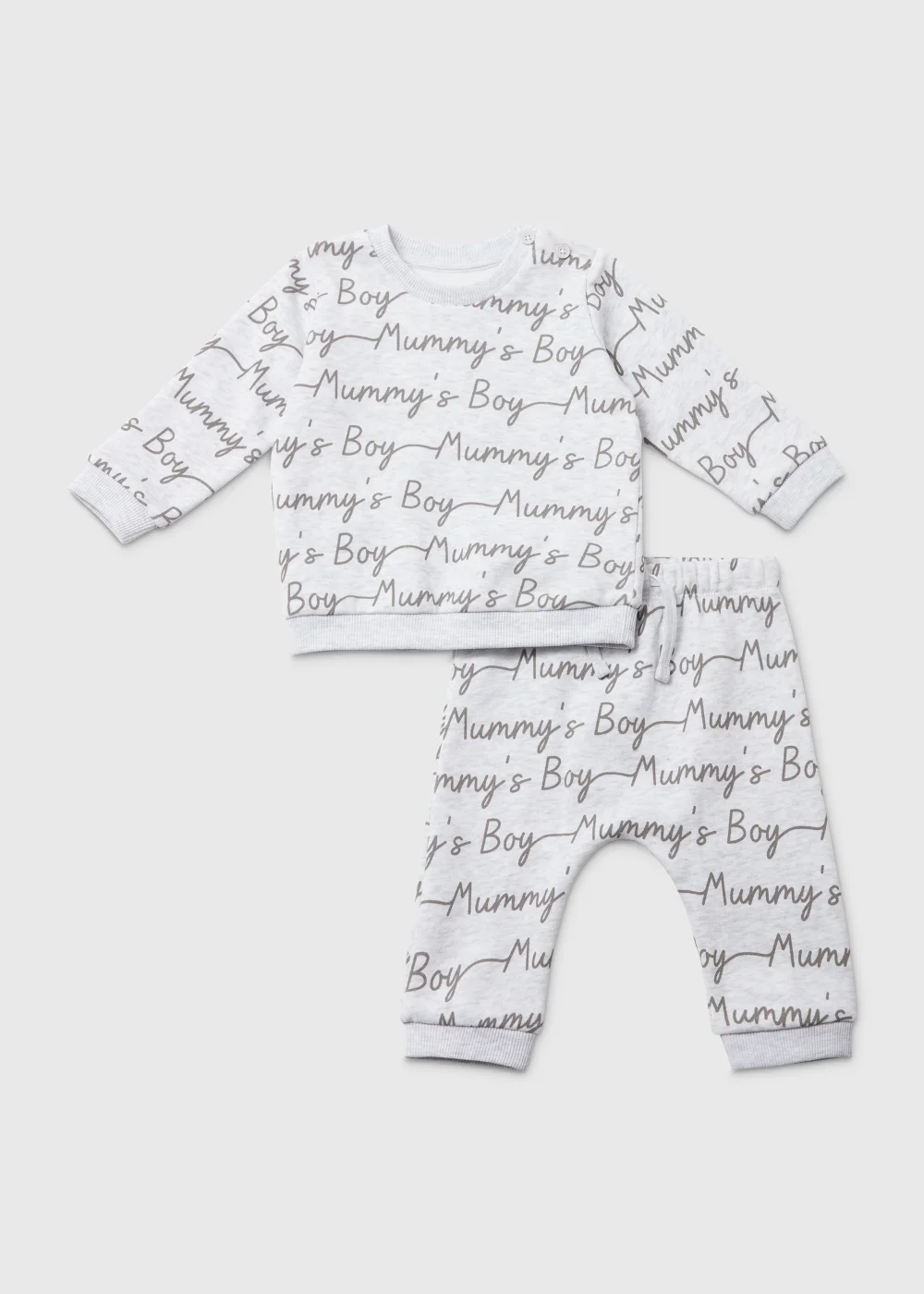 Baby Multicoloured Mummy's Boy Print Sweatshirt & Jogger Set (Newborn-23mths) - 0-3 months Image 1