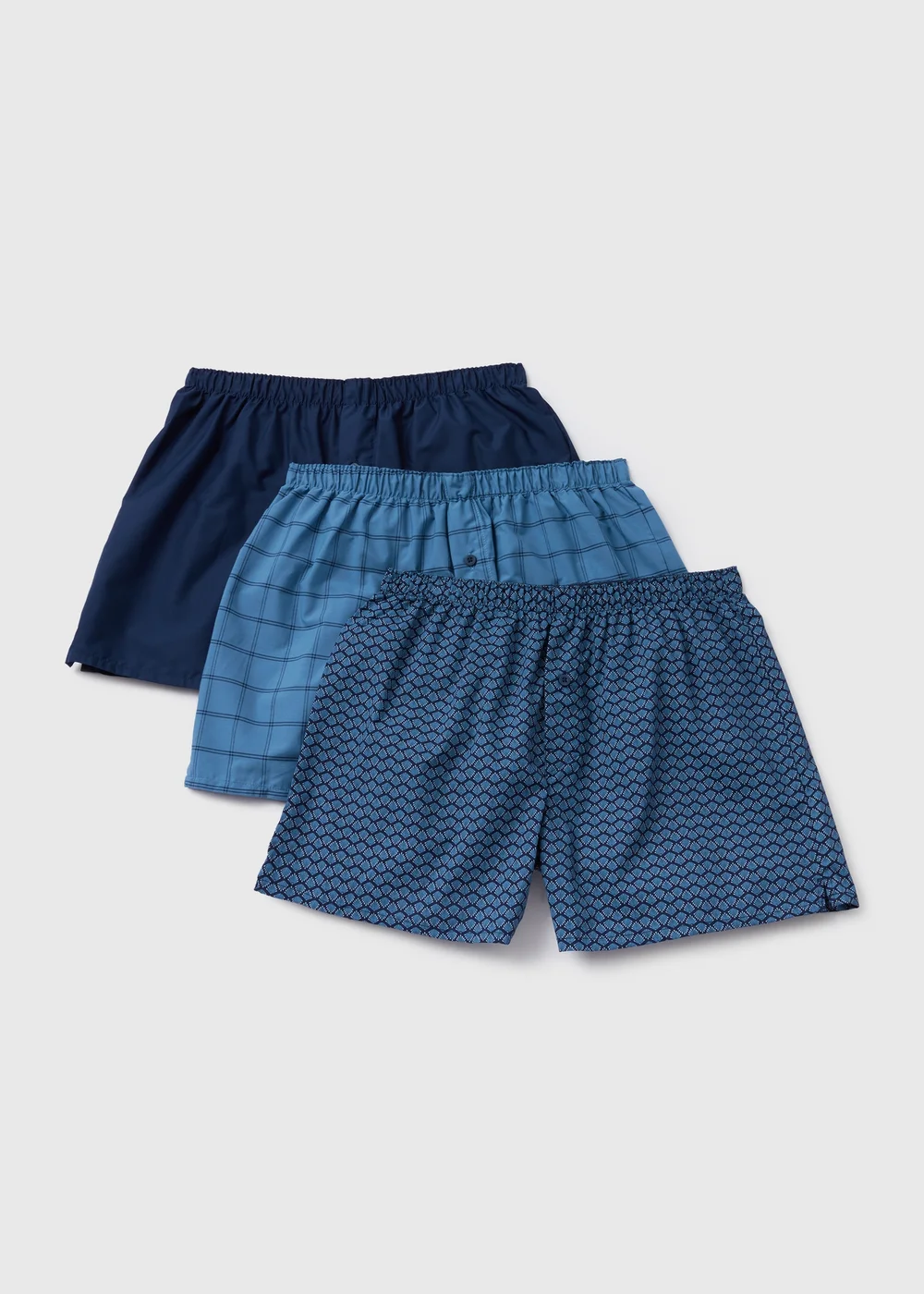 3 Pack Blue Shell Print Woven Shorts - Small Image 1