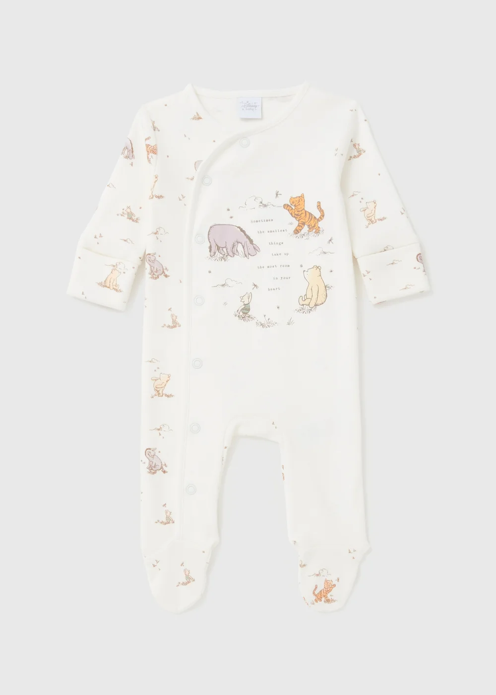 Disney Winnie The Pooh Baby Cream Sleepsuit (Newborn-12mths) - Newborn Image 1